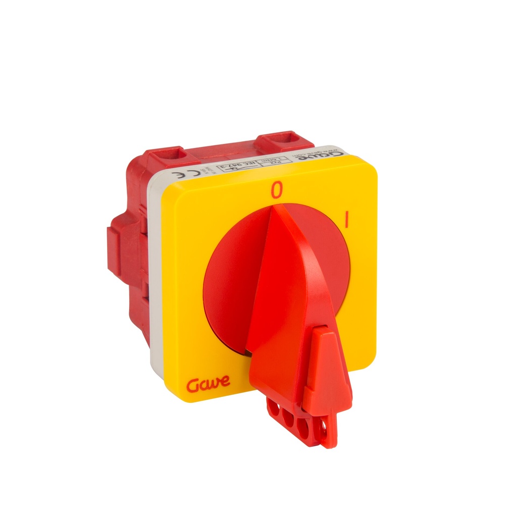 INTERRUPTOR GAVE 2P.12A.D0 ENCLAVABLE CANDADO ROJO/AMARILLO