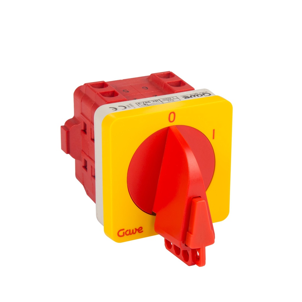 INTERRUPTOR GAVE 4P.16A.D0 ENCLAVABLE CANDADO ROJO/AMARILLO