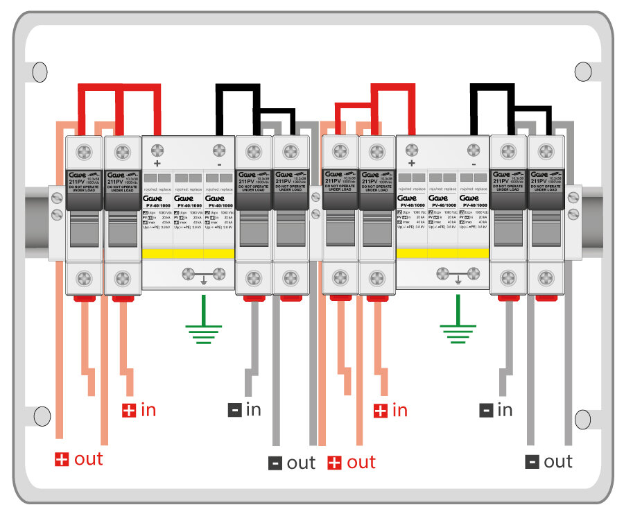 CAJA MODULAR GAVE CONEXIÓN 2STR. FUS 12A - SIN SECCIONADOR + PROTECTOR SOBRETENSION II