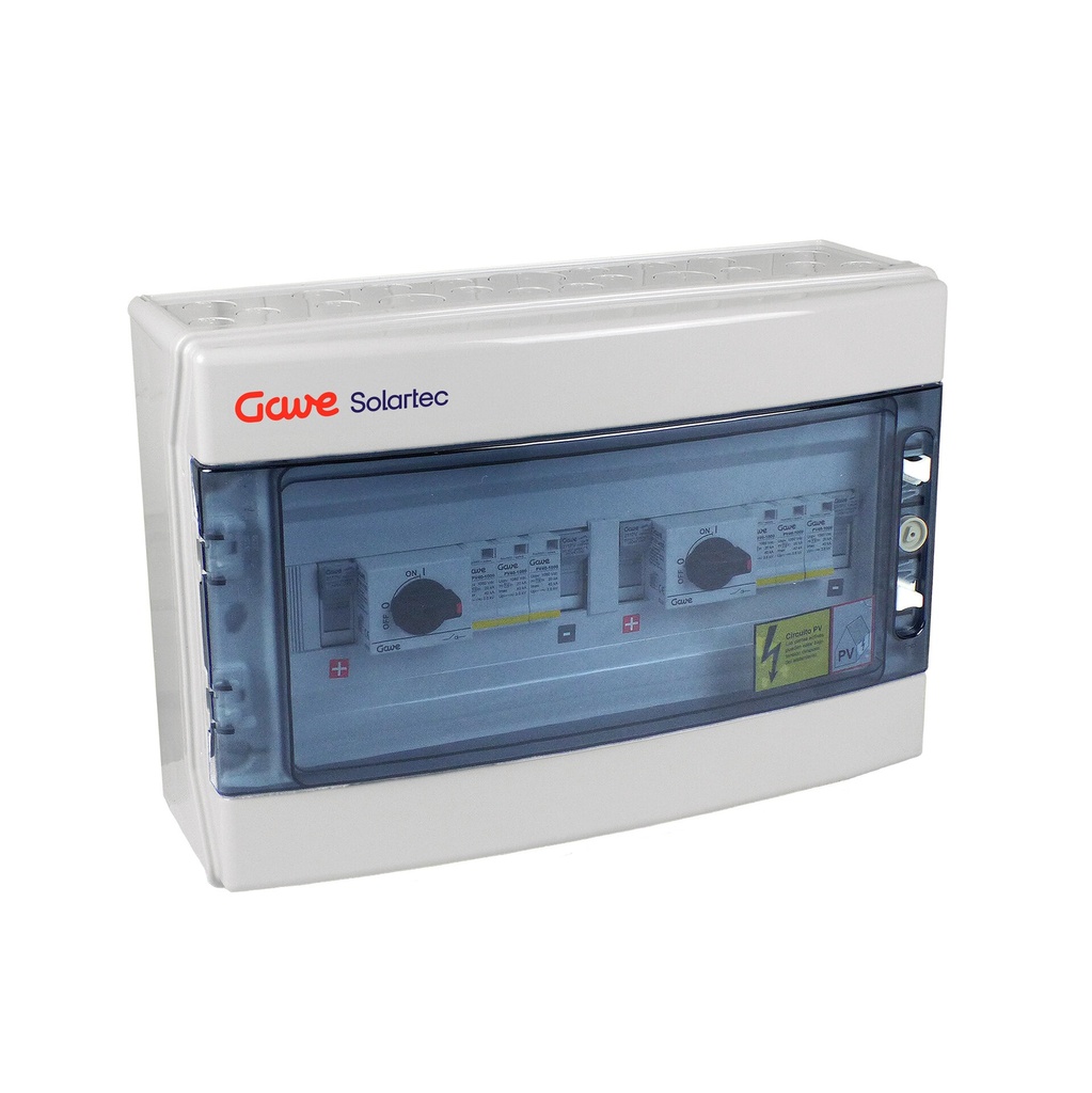 [STM11025D12/2] CAJA MODULAR GAVE CONEXIÓN PV 2MPPT - 1STRING FUS 12A + PROTECTOR SOBRETENSION I+II