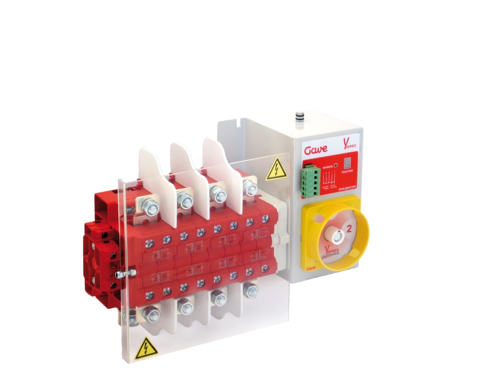 CONMUTADOR  MOTORIZADO ENTRADA SUPERIOR 1-0-2 4P 200A. 12V DC GAVE
