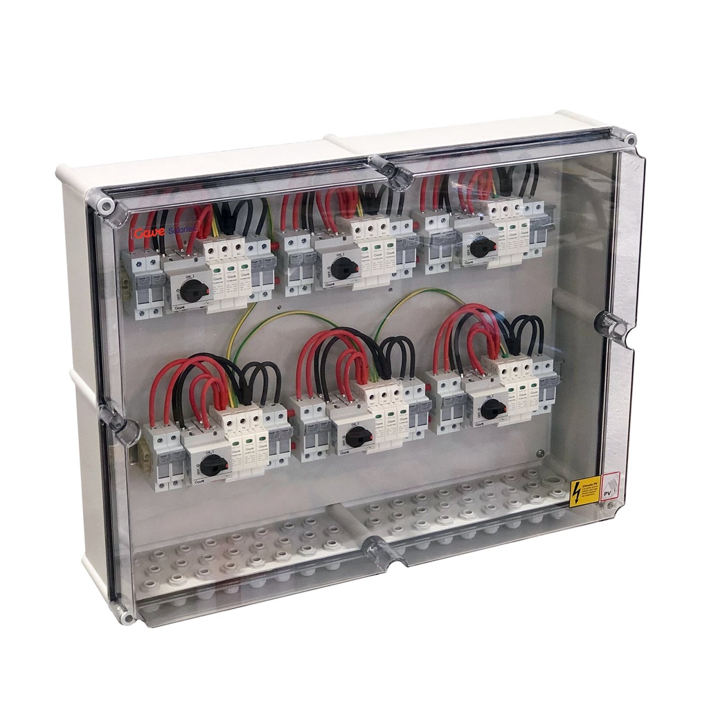 [SLP21025P20S/6] CAJA CONEXIÓN PV - 2 STRINGS x MPPT 1000V 25A FUS20A 6MPPT SALIDAS INDIVIDUALES GAVE